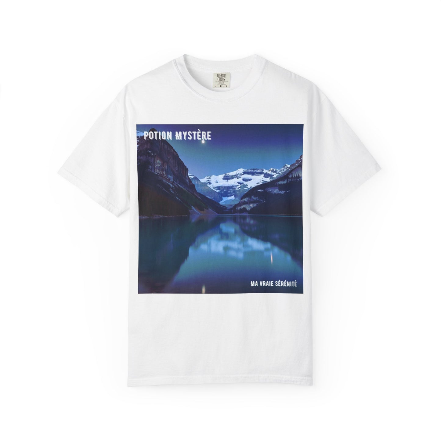 Mystical Lake Louise T-Shirt, Unisex Garment-Dyed Tee, Nature Lover Gift, Serenity in Adventure Apparel, Travel Fashion, Cool Summer Shirt