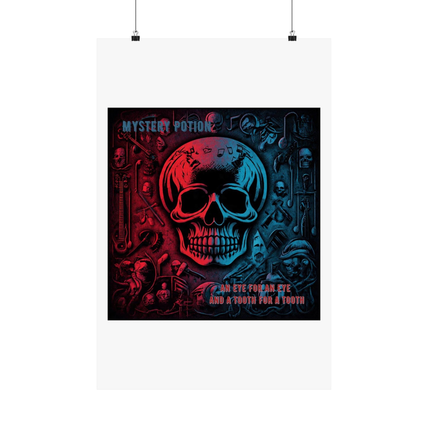 Mystical Skull Satin Poster, Edgy Art Print, Gothic Wall Decor, Unique Gift for Halloween, Dark Academia Aesthetic