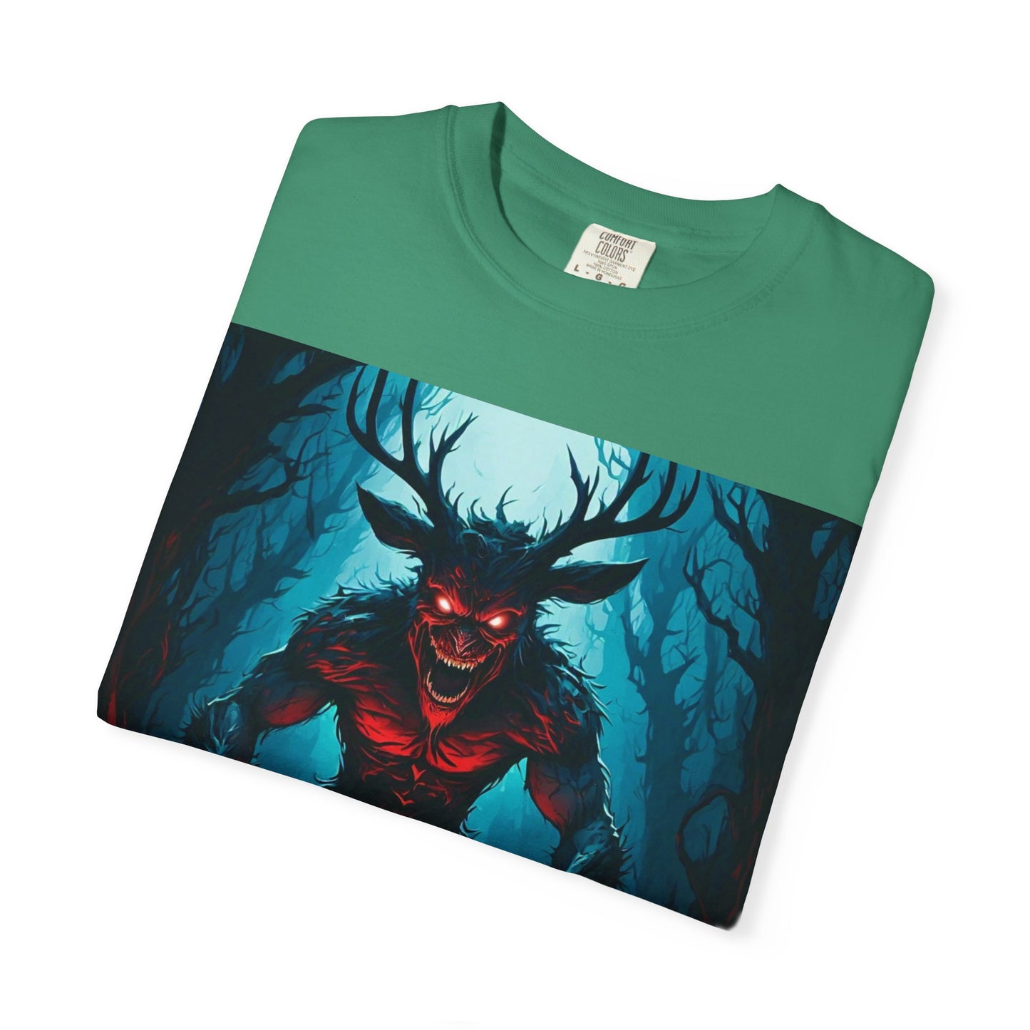 Mystical Wendigo T-Shirt, Unisex Garment-Dyed Tee, Potion Mystère Shirt, Halloween Apparel, Unique Graphic Tee