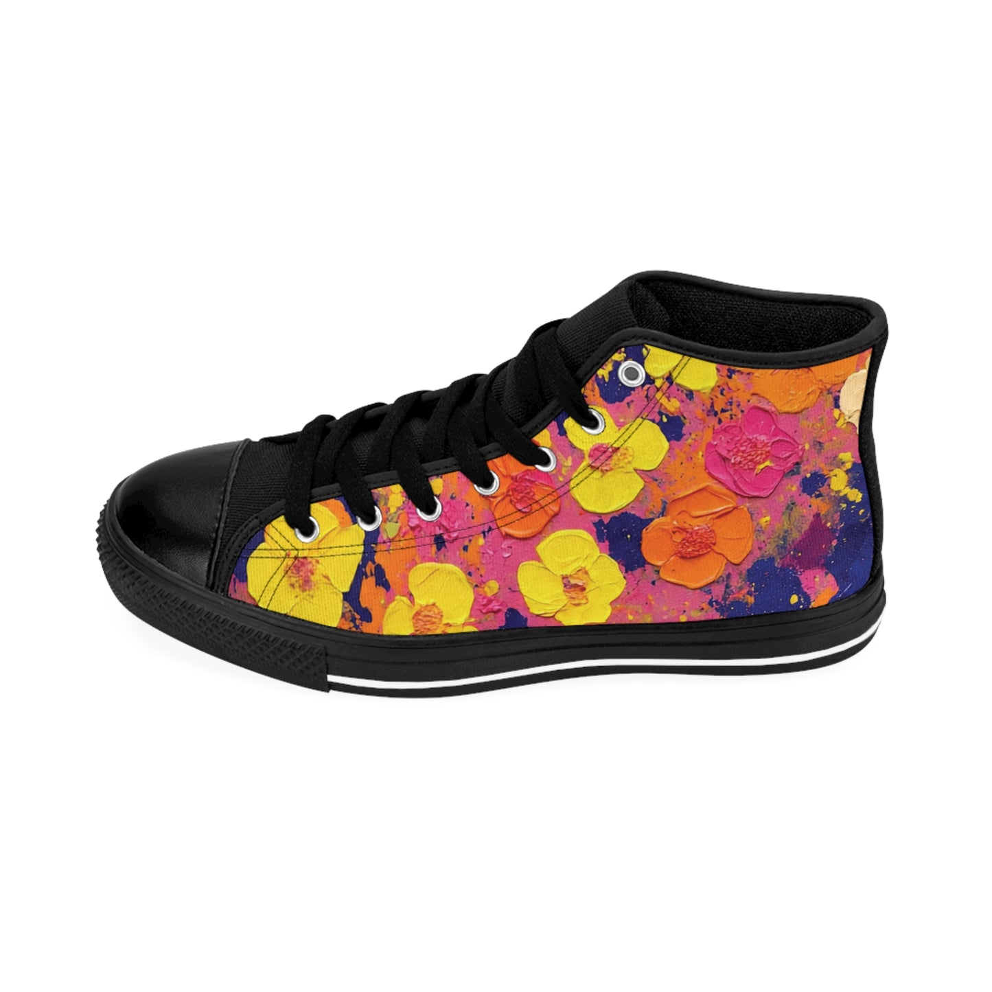 Floral High-Top Sneakers, Colorful Sneakers for Men, Trendy Casual Shoes, Spring Fashion Footwear, Unique Gift for Him