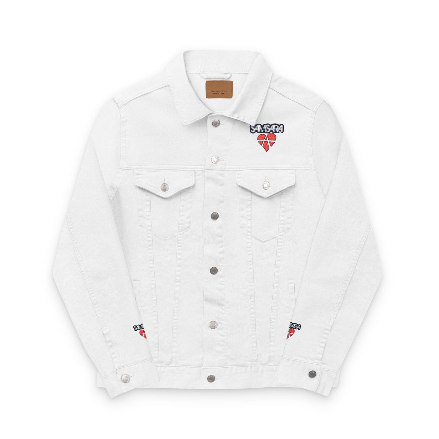 SAMSARA Rocks Stylish Unisex Embroidered Denim Jacket | Trendy Casual Wear, Street Style, Unique Gift, Layering Essential, Everyday Fashion