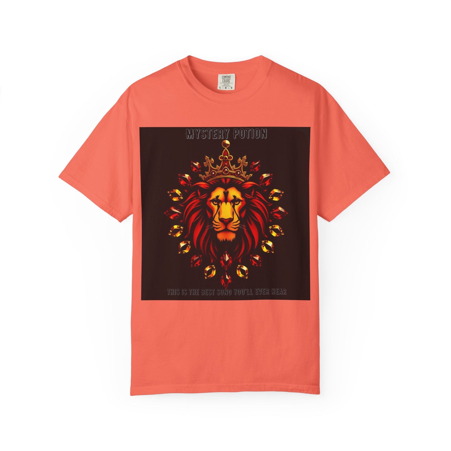 'This Is The Best Song You'll Ever Hear' by Mystery Potion, Bold Graphic Royal Lion T-Shirt, Unisex Tee, Streetwear Style, Gift for Lion Lovers, Perfect for Casual Outings, Unique Clothing