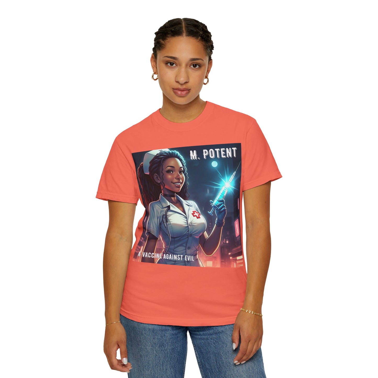 M. Potent's 'A Vaccine Against Evil', Medicine-Themed Unisex T-Shirt, Positive Vibes, Great for Nurses, Vaccination Awareness, Gift for Healthcare Workers