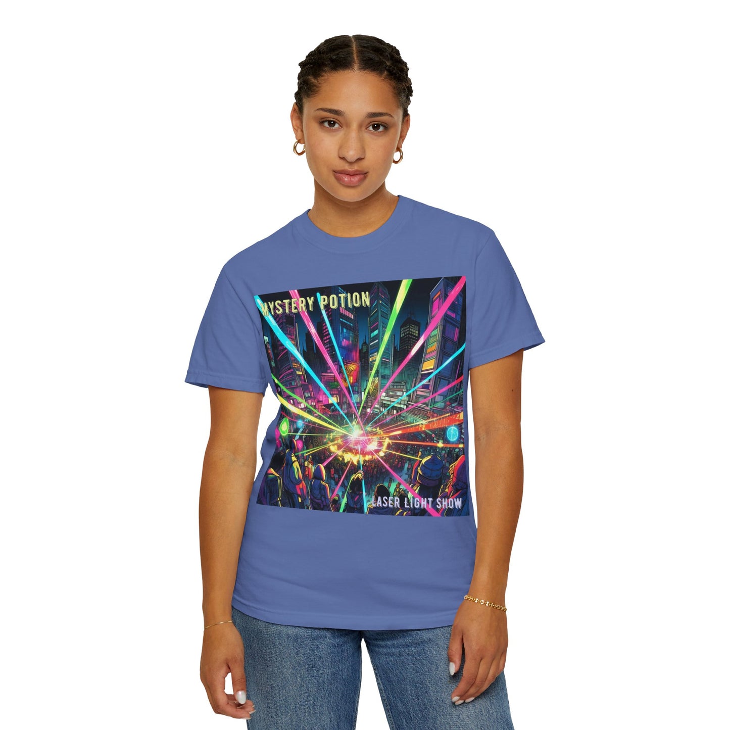 Mystery Potion Laser Light Show Tee, Unisex Graphic T-Shirt, Festival Wear, Concert Shirt, Party Outfit, Colorful Apparel