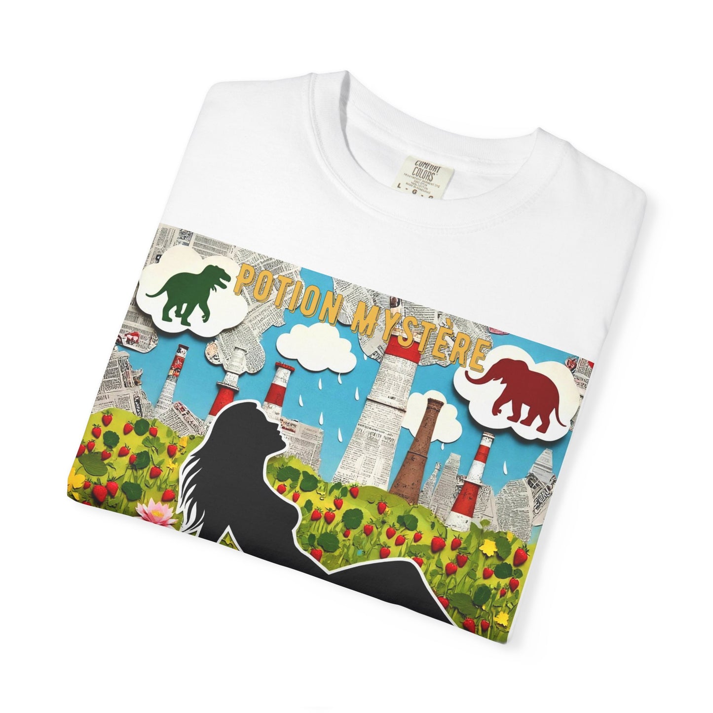 'Pour Que La Nature Humaine Envahisse' par Potion Mystère, Nature-Inspired Collage Unisex T-Shirt, Eco-Friendly Tee, Vibrant Graphic Tee, Relaxed Fit Shirt, Summer Casual Wear, Gift for Nature Lovers, Grebo Rock