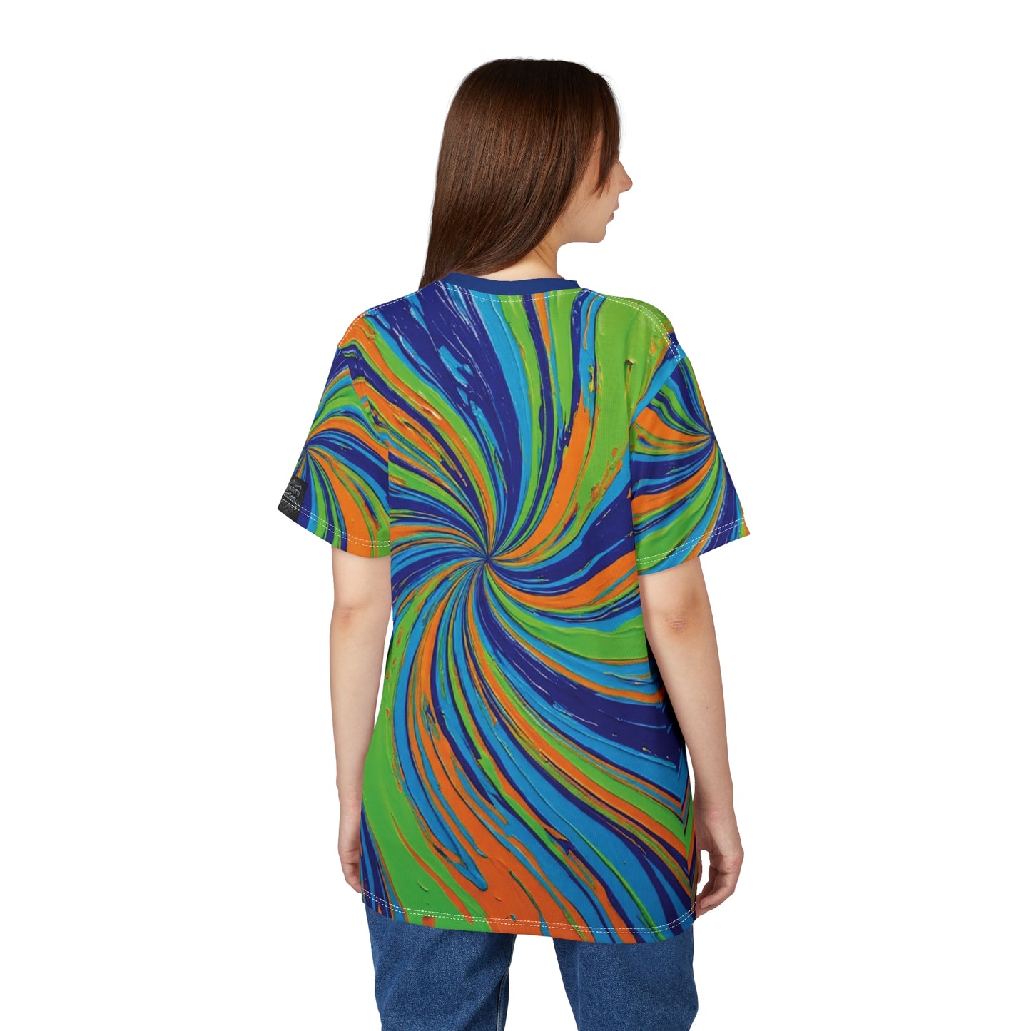 Vibrant Tie-Dye Tee, Unisex AOP Shirt for Festivals, Summer Outfits, Beach Days, Gifts for Friends, Colorful Fashion Statement