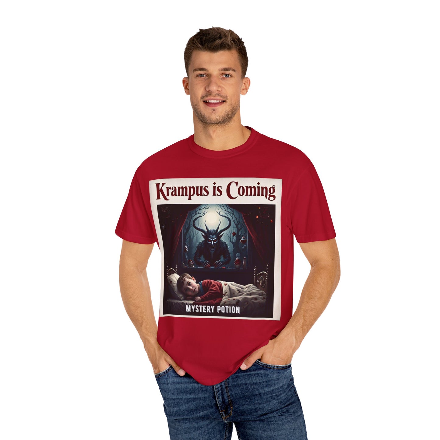 Krampus is Coming Unisex T-Shirt, Holiday Apparel, Christmas Gift, Cozy Casual Wear, Horror Theme Tee