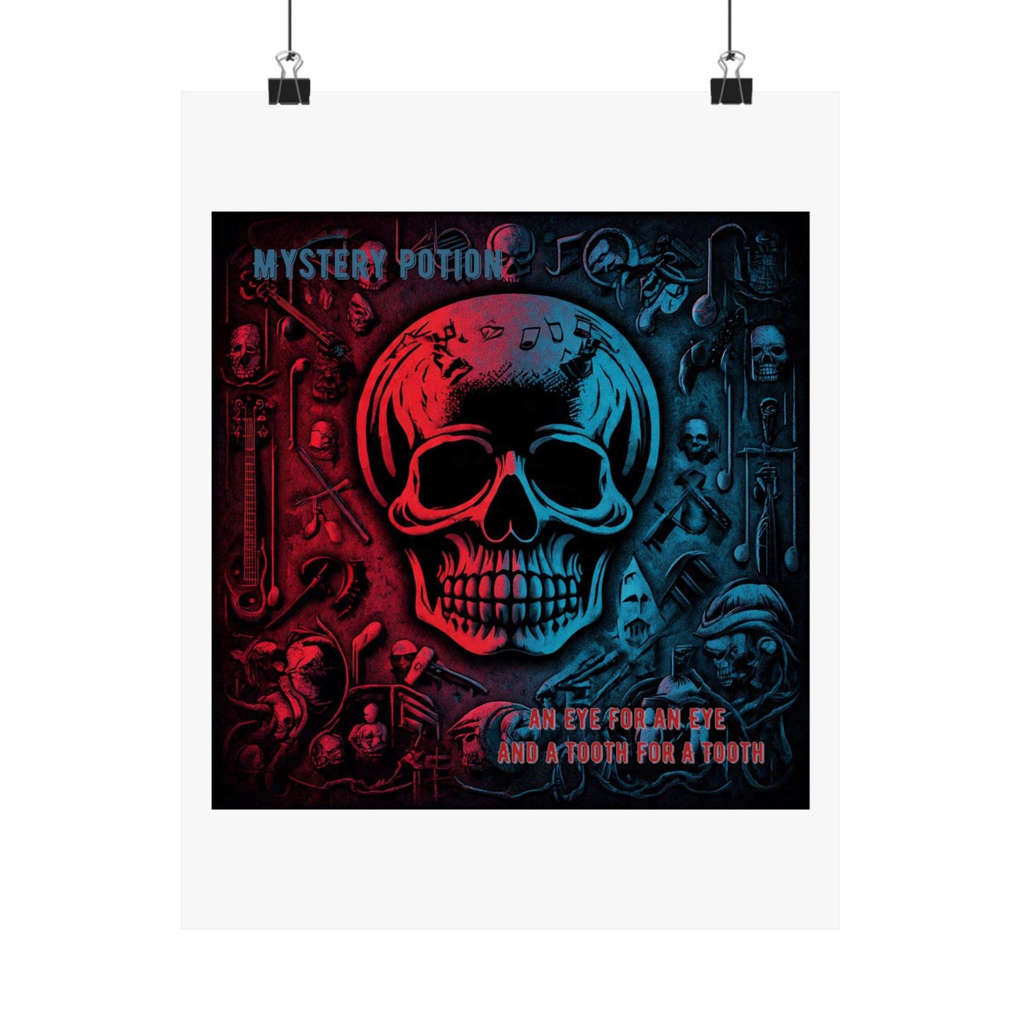 Mystical Skull Satin Poster, Edgy Art Print, Gothic Wall Decor, Unique Gift for Halloween, Dark Academia Aesthetic