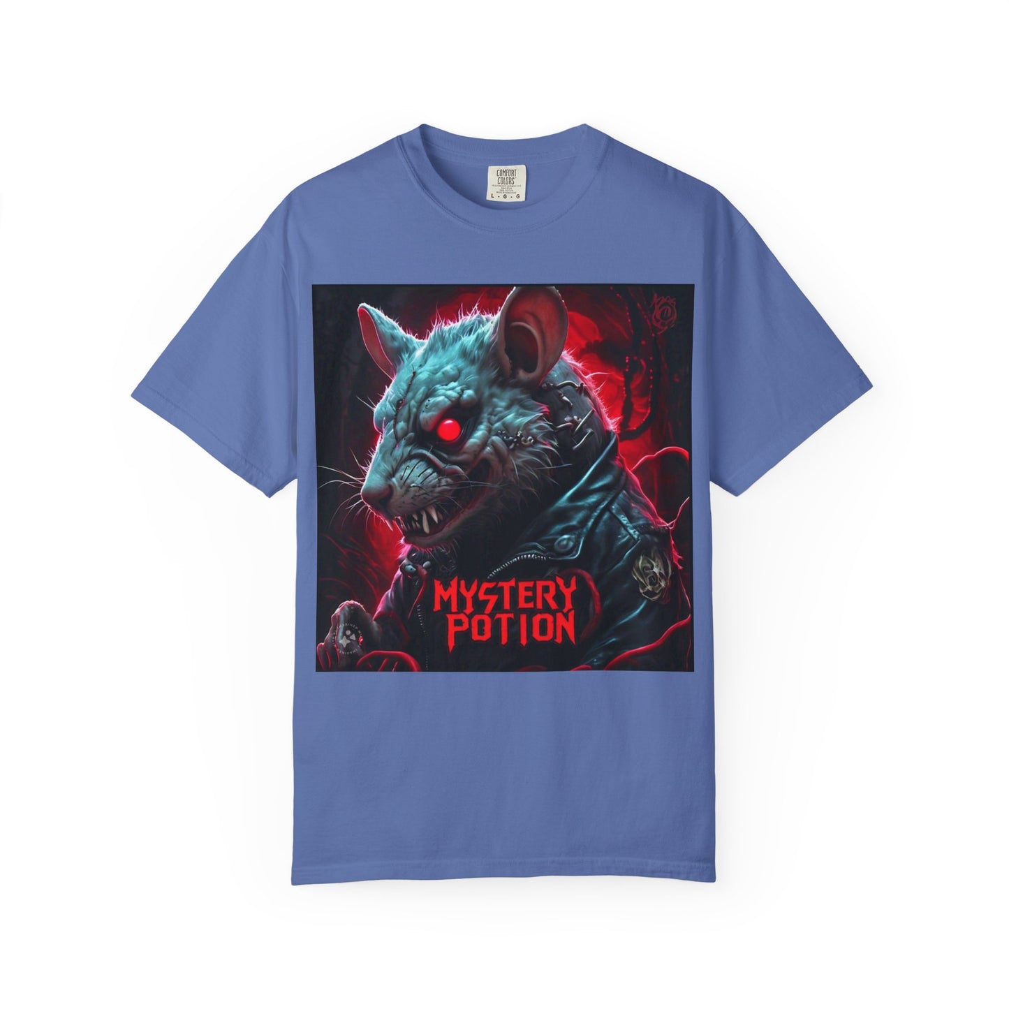 'Mystery Potion' Punk Rock Rat in Leather Jacket T-shirt, Rocker Tee, Original Logo
