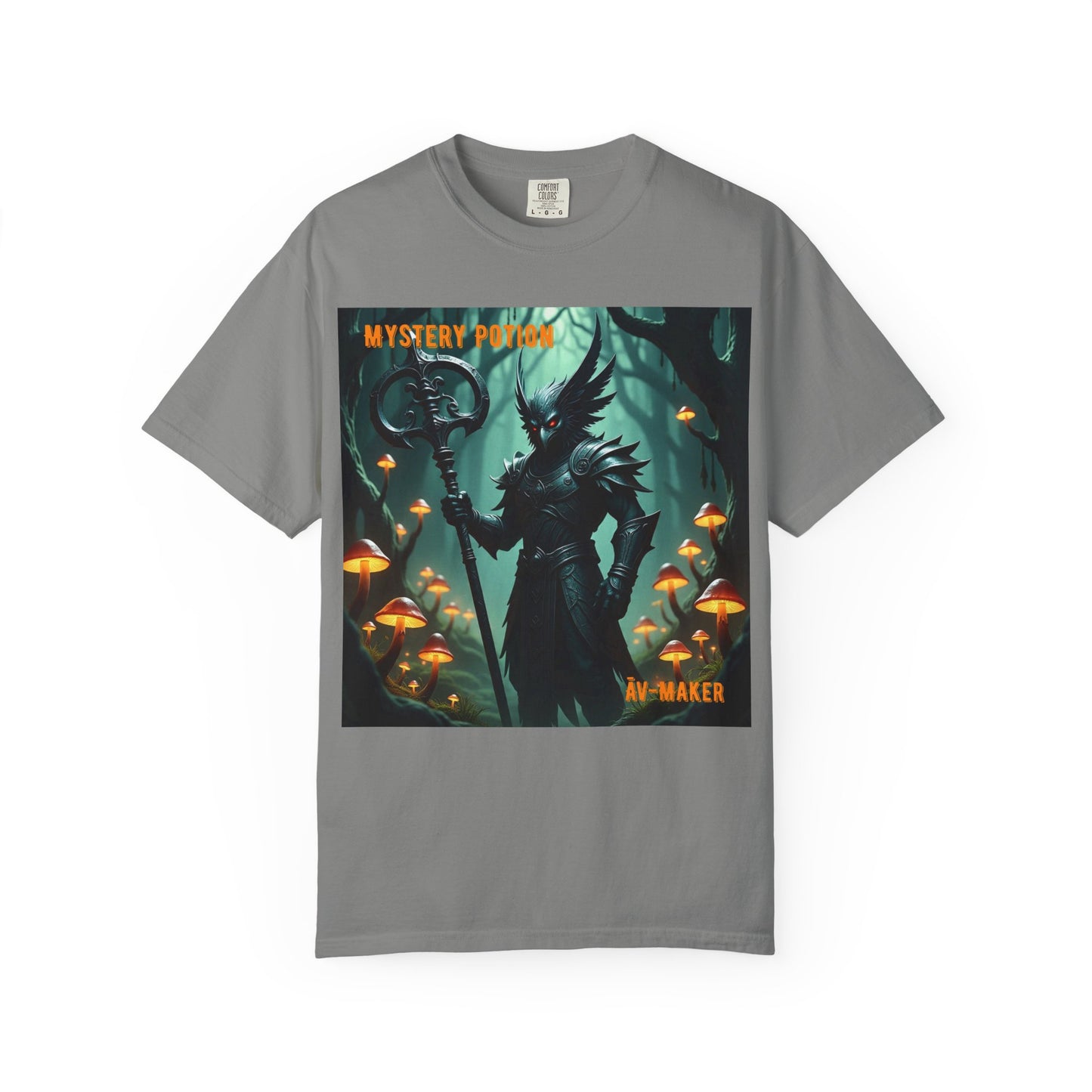 Mystical Āv-Maker Unisex Garment-Dyed T-shirt, Fantasy Apparel, Gift for Gamers, Witchy T-shirt, Mystery Potion Design, Unisex Tee