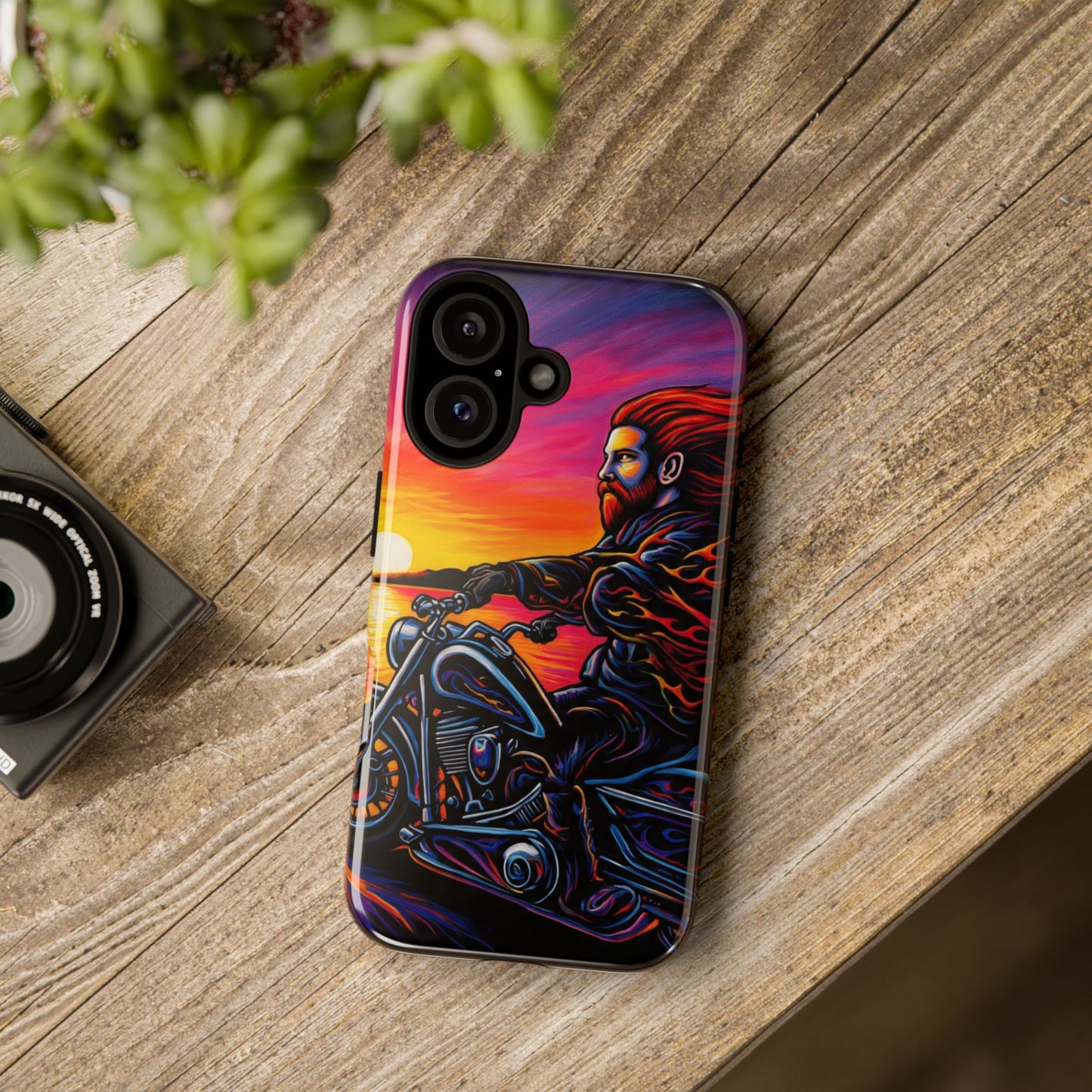 Motorcycle Phone Case, Tough Cases for Riders, Biker Accessories, Vibrant Phone Cover, Sunset Motorcycle Design