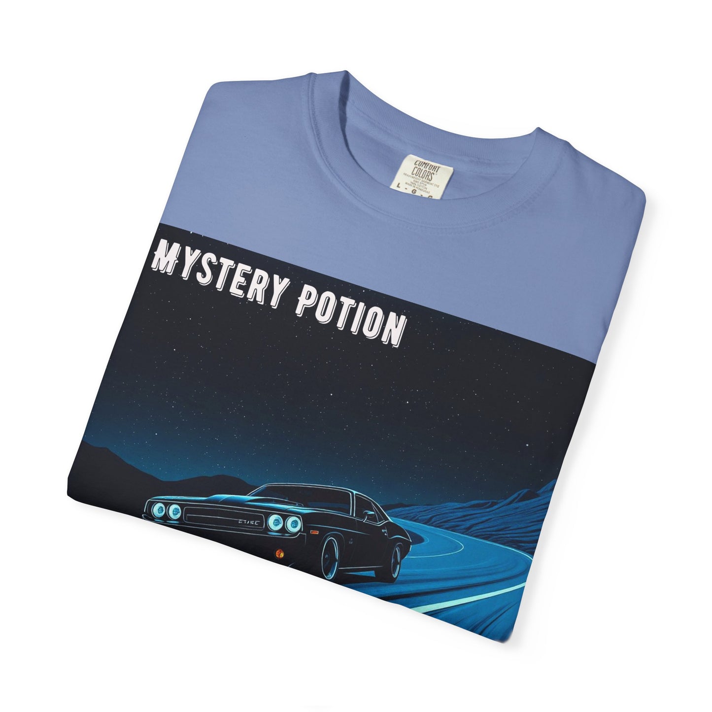 Mystery Potion Muscle Car T-Shirt | Unisex Garment-Dyed Tee, Vintage Car Lover Gift, Perfect for Car Shows, Birthday Gift, Casual Wear