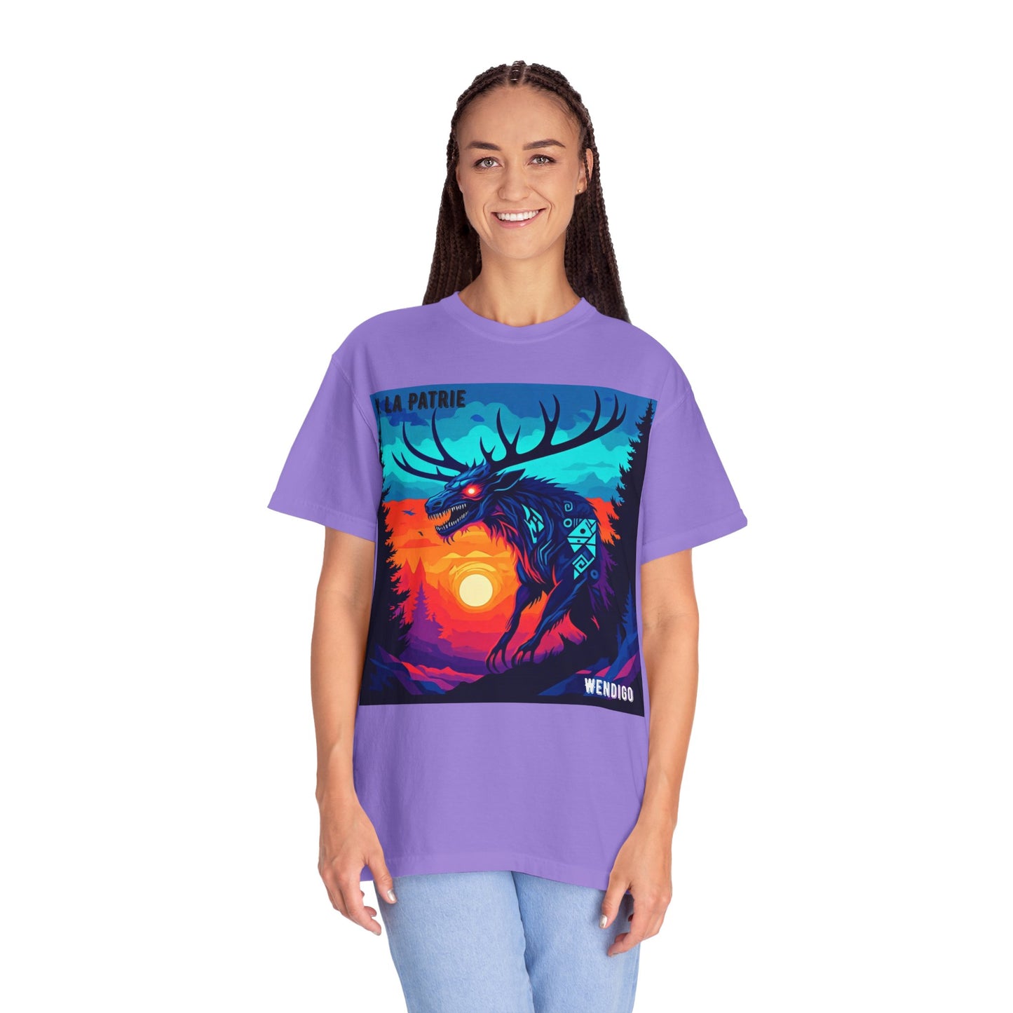 'Wendigo' par M. La Patrie, Vibrant First Nations Style Graphic T-Shirt, Unique Art Tee for Nature Lovers, Gift for Halloween, Cozy Casual Wear, Unisex Shirt