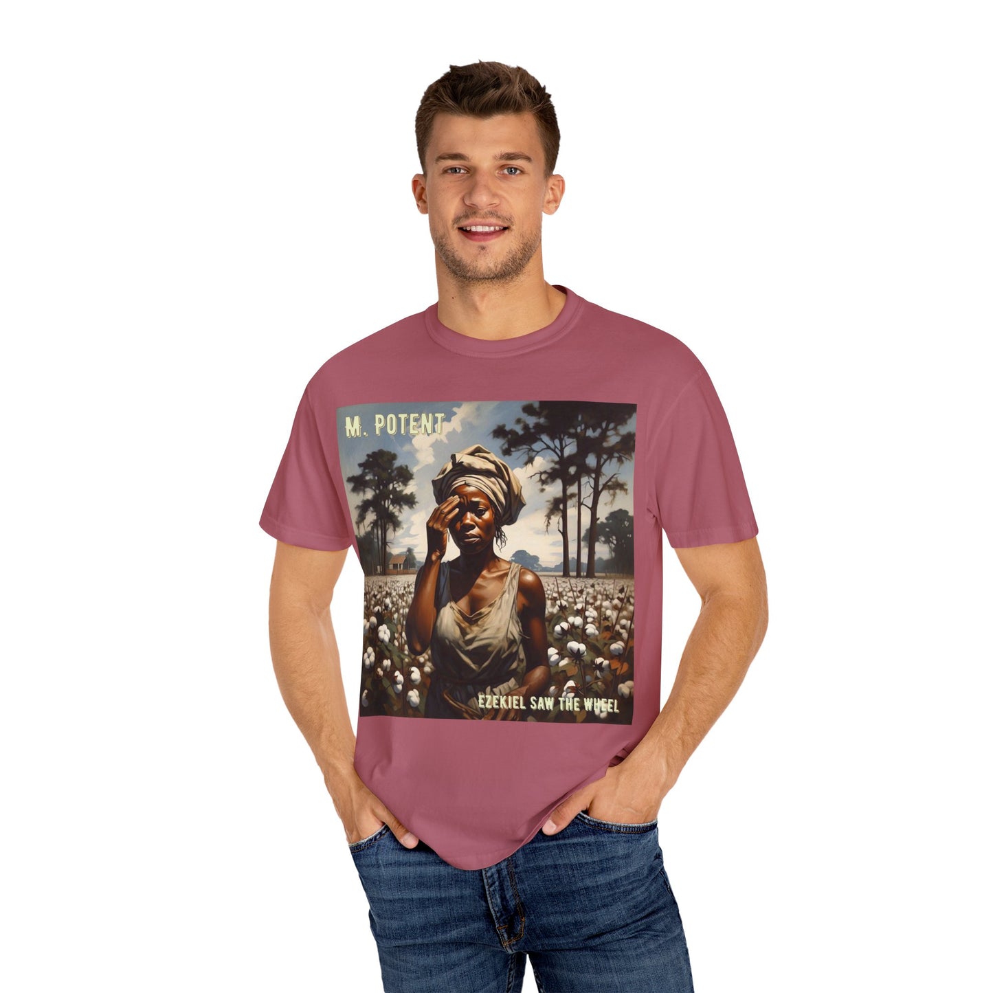 'Ezekiel Saw the Wheel' by M. Potent, Vintage-Inspired Unisex T-Shirt with Artistic Design, Casual Wear, Gift for Art Lovers, Music Events, Everyday Fashion