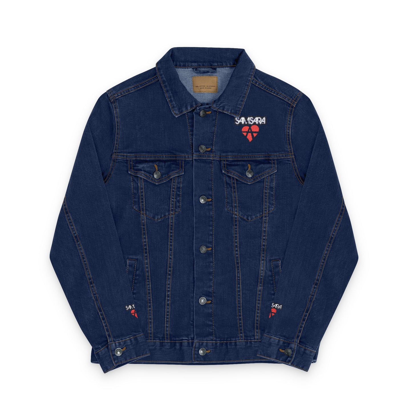 SAMSARA Rocks Stylish Unisex Embroidered Denim Jacket | Trendy Casual Wear, Street Style, Unique Gift, Layering Essential, Everyday Fashion