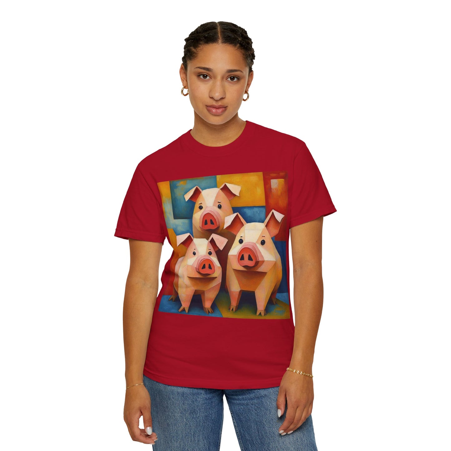 Pig Art T-Shirt, Funny Farm Tee, Animal Lover Gift, Unisex Graphic Tee, Cute Farmhouse Style, Casual Everyday Wear