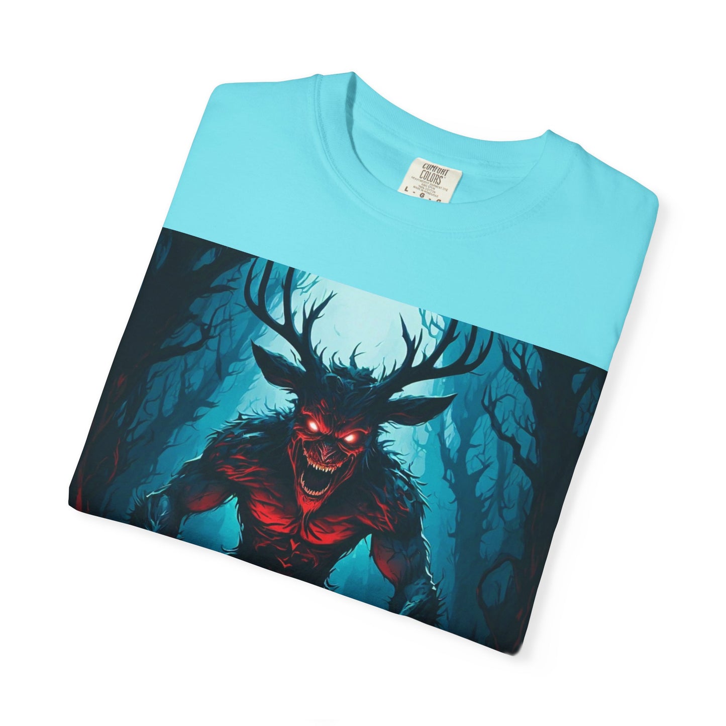 Mystical Wendigo T-Shirt, Unisex Garment-Dyed Tee, Potion Mystère Shirt, Halloween Apparel, Unique Graphic Tee