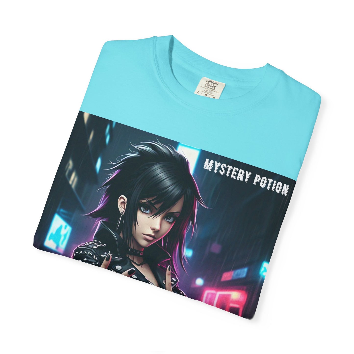 'Gibberish' by Mystery Potion, Cyberpunk Manga Graphic T-Shirt, Edgy Streetwear, Unisex Tee, Vintage Look, Gaming Style, Art Lover Gift