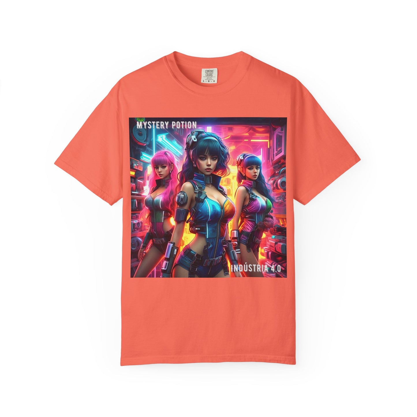 'Indústria 4.0' by Mystery Potion Unisex Garment-Dyed T-shirt, Cyberpunk T-shirt, Gamer Apparel, Unique Graphic Tee, Gift for Fans