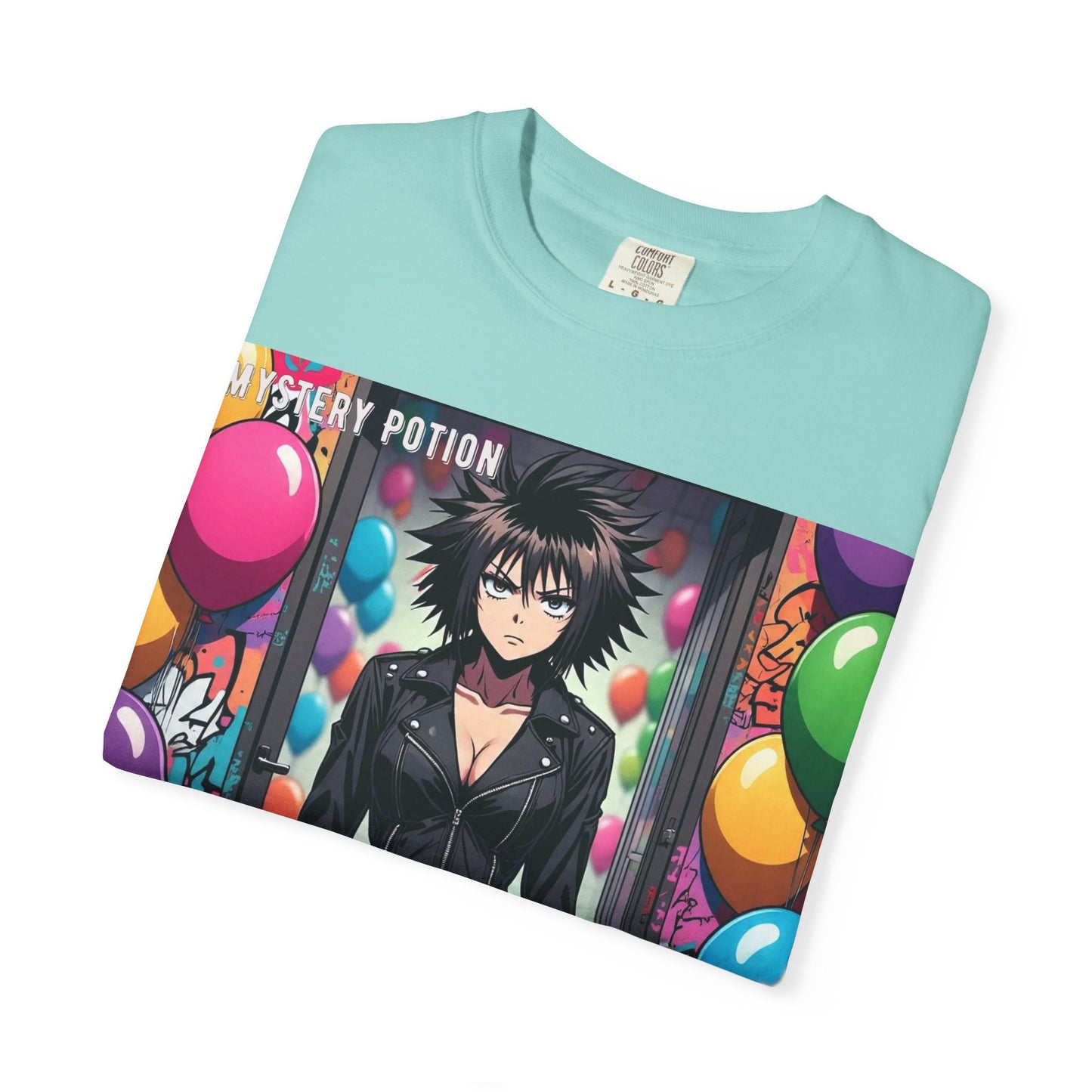 Mystery Potion's 'Dutch Oven', Whimsical Grabber Style Anime Graphic T-shirt featuring Bold Art, Anime Style Tee, Unisex Casual Wear, Gift for Friends, Trendy Statement Shirt