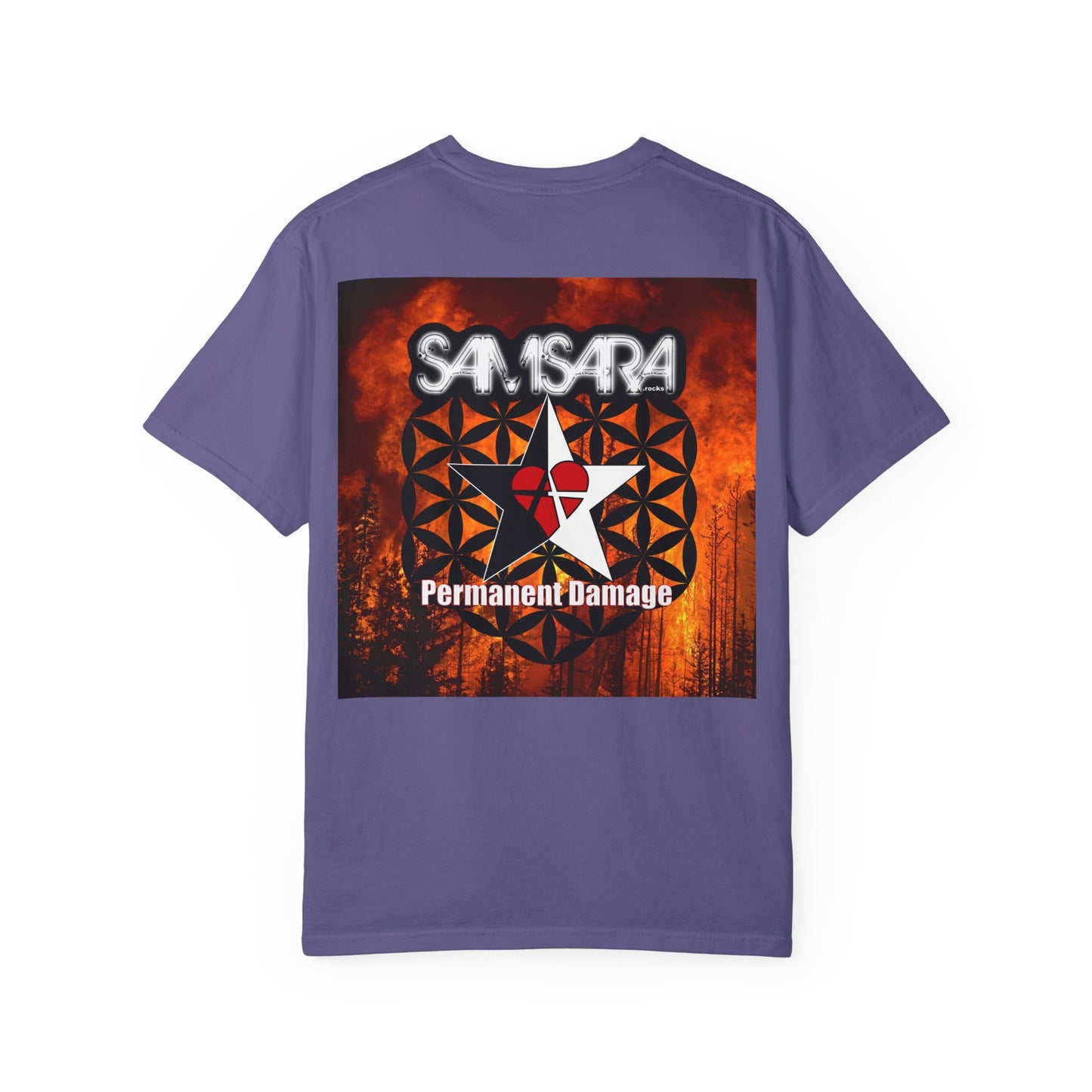 Samsara Heart Permanent Damage Unisex T-Shirt, Trendy Graphic Tee, Streetwear Style, Casual Apparel, Perfect for Music Festivals, Unique Gift Idea
