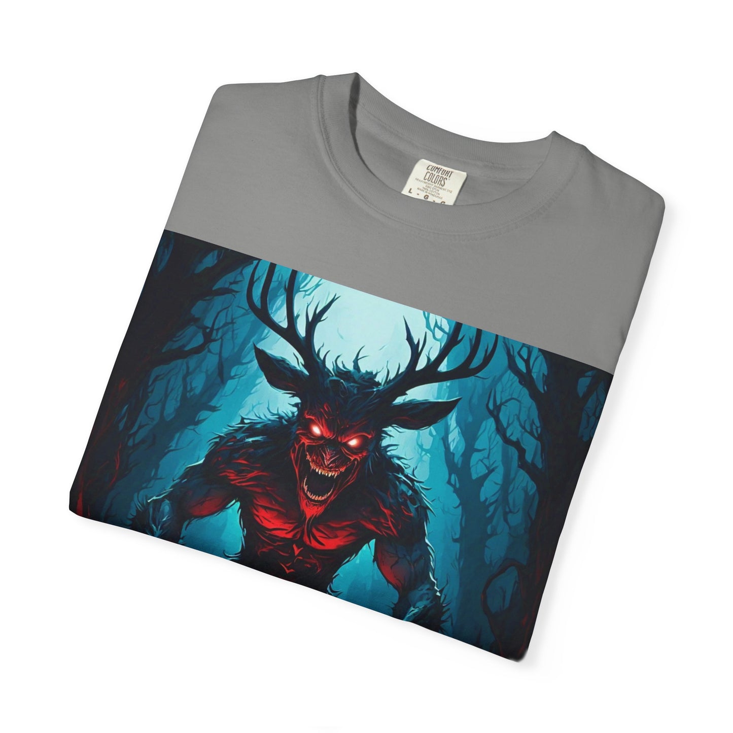 Mystical Wendigo T-Shirt, Unisex Garment-Dyed Tee, Potion Mystère Shirt, Halloween Apparel, Unique Graphic Tee
