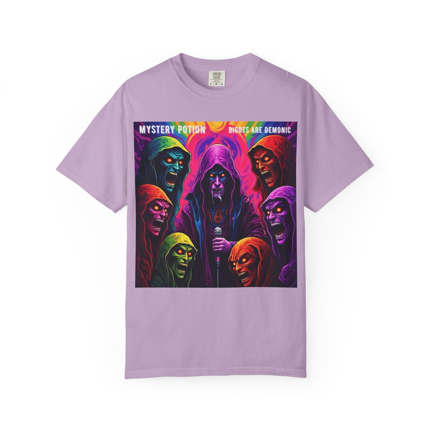 Mystery Potion Graphic Tee | Unisex Halloween T-shirt, Spooky Gift, "Bigots Are Demonic" Graphic Shirt, Witchy Apparel, Unique Casual Wear
