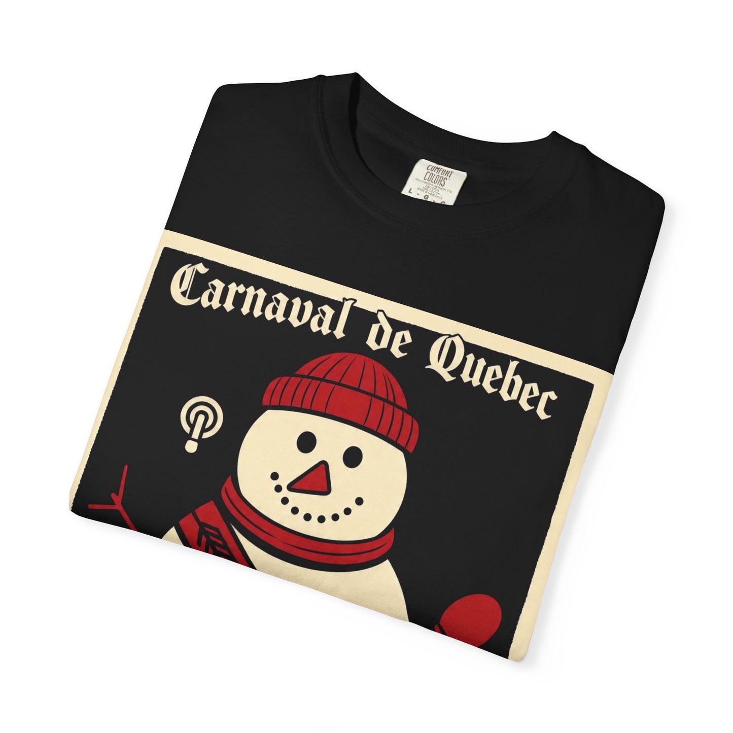 Quebec Carnaval Vintage Snowman Biker Lore Rocker T-Shirt, Cozy Winter Apparel, Unisex Snowman Graphic Tee, Festive Celebration Shirt, Winter Holiday Gift