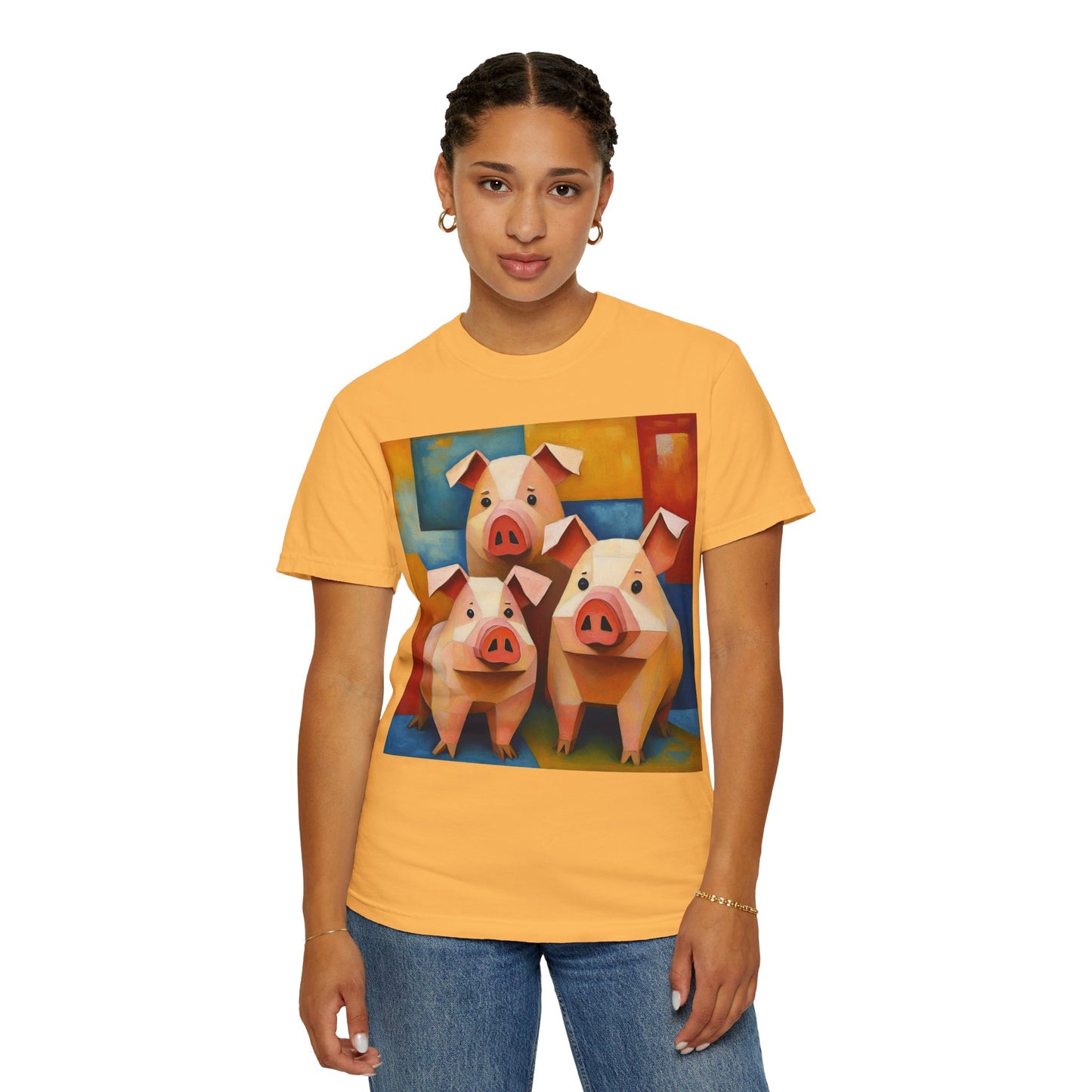 Pig Art T-Shirt, Funny Farm Tee, Animal Lover Gift, Unisex Graphic Tee, Cute Farmhouse Style, Casual Everyday Wear