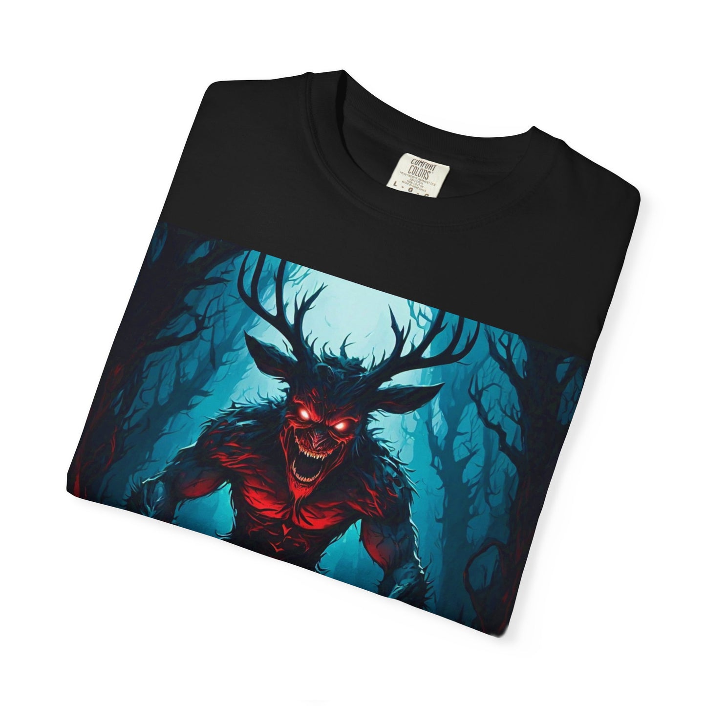 Mystical Wendigo T-Shirt, Unisex Garment-Dyed Tee, Potion Mystère Shirt, Halloween Apparel, Unique Graphic Tee