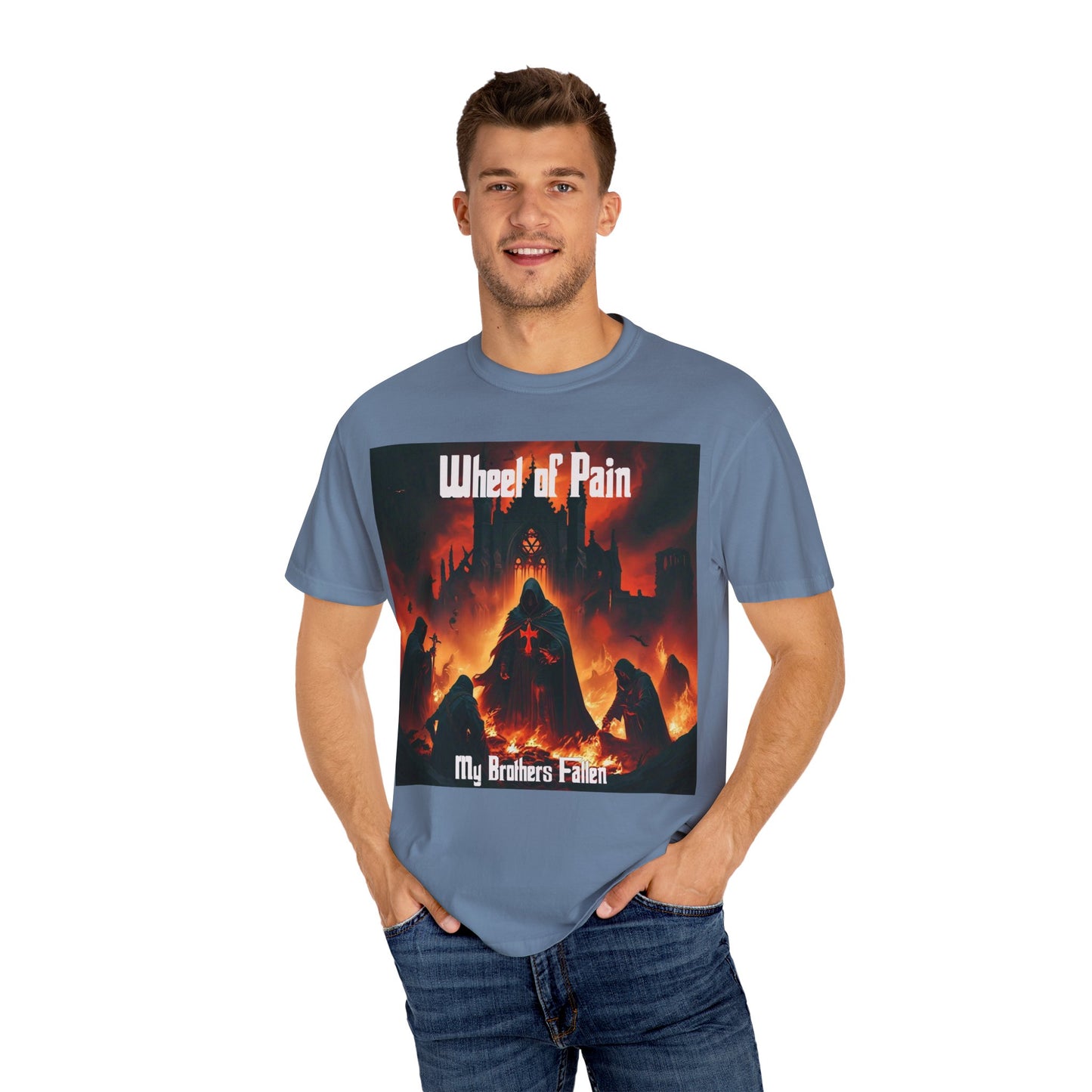 Wheel of Pain Gothic Templar Graphic T-Shirt, Unisex Tee for Fans, Cool Gift for Music Lovers, Halloween Shirt, Retro Vintage Style