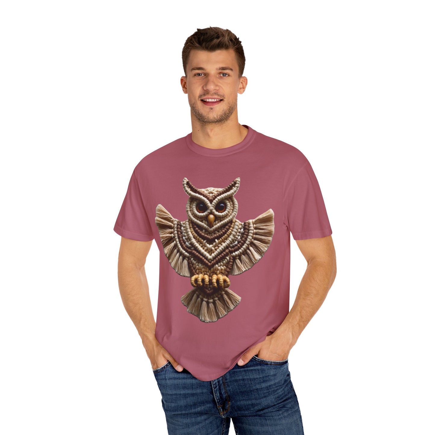 Artistic Macrame Owl T-Shirt, Unisex Graphic Tee, Nature Lover Gift, Bohemian Style Shirt, Wildlife Art Apparel, Unique Owl Design