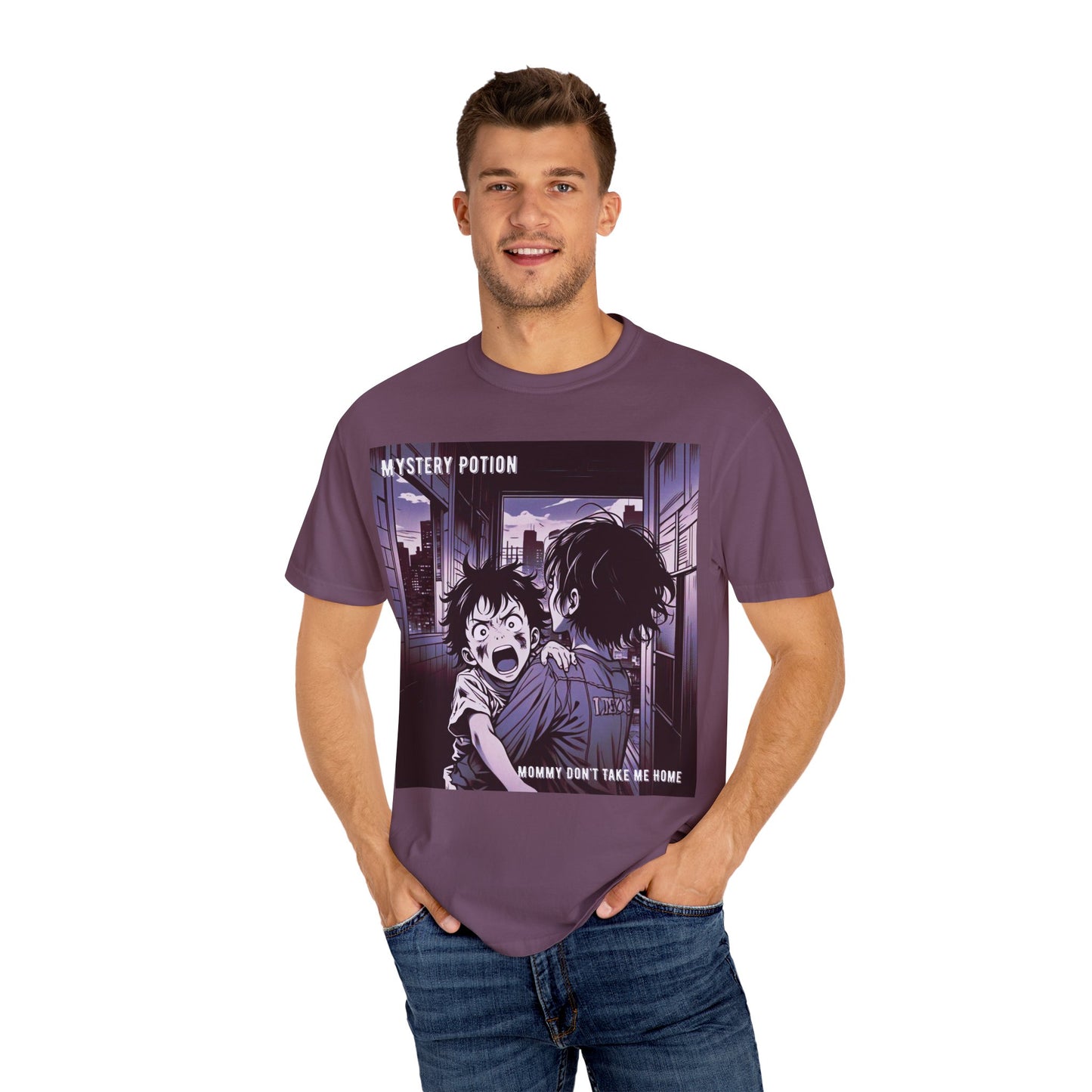 'Mommy Don't Take Me Home' by Mystery Potion, Unisex T-Shirt – Anime Graphic Tee, Casual Wear, Gift for Teens, Pop Culture Apparel, Unique Graphic Tee