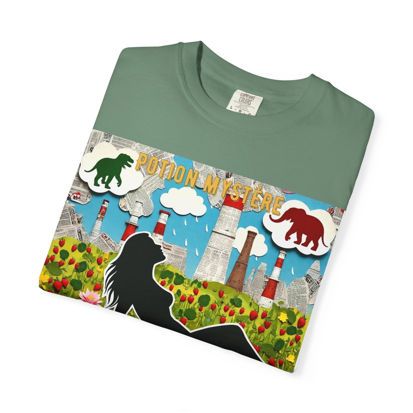 'Pour Que La Nature Humaine Envahisse' par Potion Mystère, Nature-Inspired Collage Unisex T-Shirt, Eco-Friendly Tee, Vibrant Graphic Tee, Relaxed Fit Shirt, Summer Casual Wear, Gift for Nature Lovers, Grebo Rock