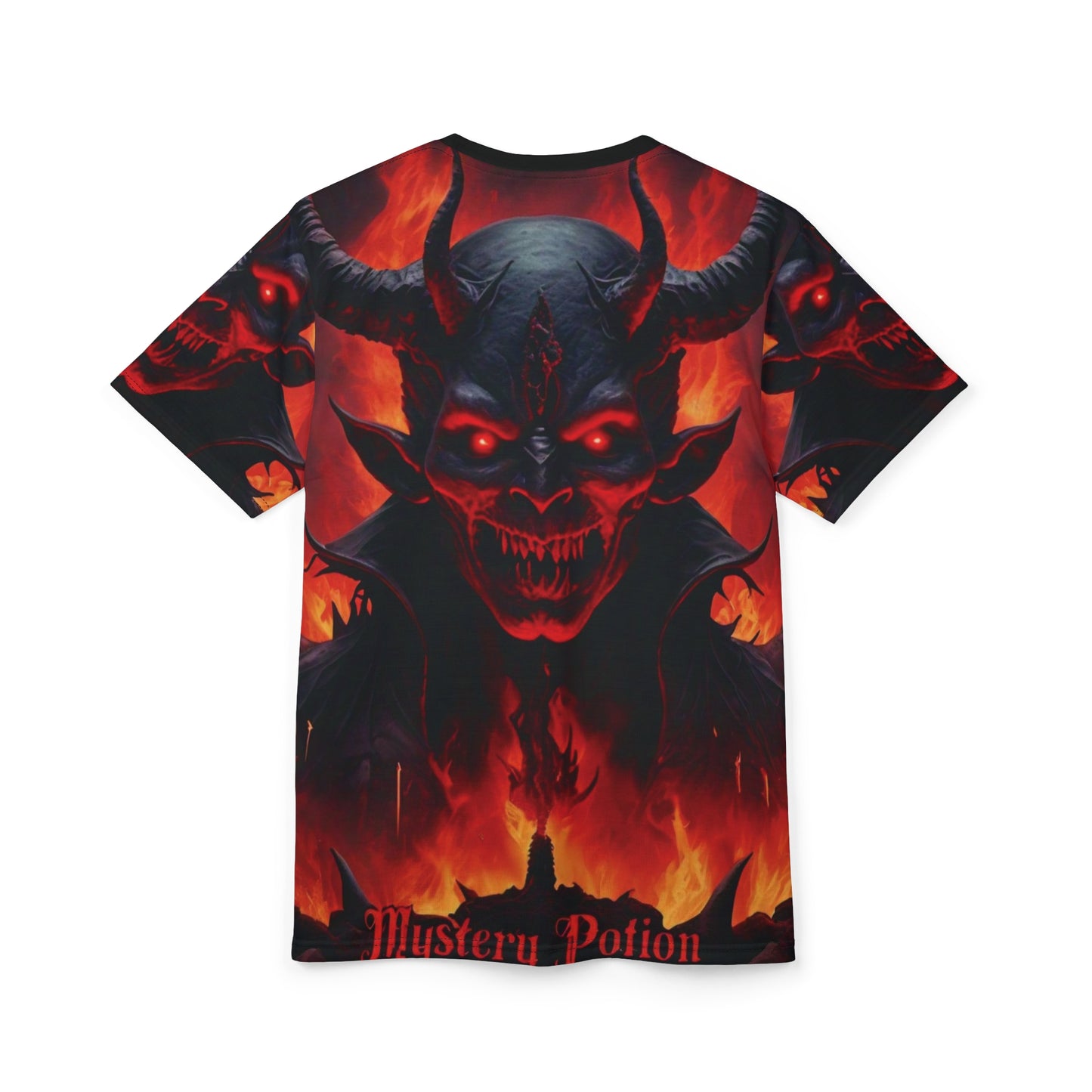 Demon Graphic Tee, Unisex Cut & Sew Shirt, Mystical Apparel, Halloween Costume, Dark Fantasy Clothing, Unique Gift Idea