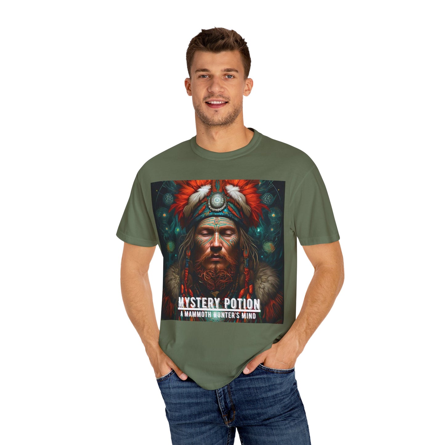 'A Mammoth Hunter's Mind' Mystery Potion Mystical Vintage Inspired Unisex T-Shirt, Cozy Gift for Nature Lovers, Unique Graphic Tee for Festivals, Casual Wear, Statement Shirt