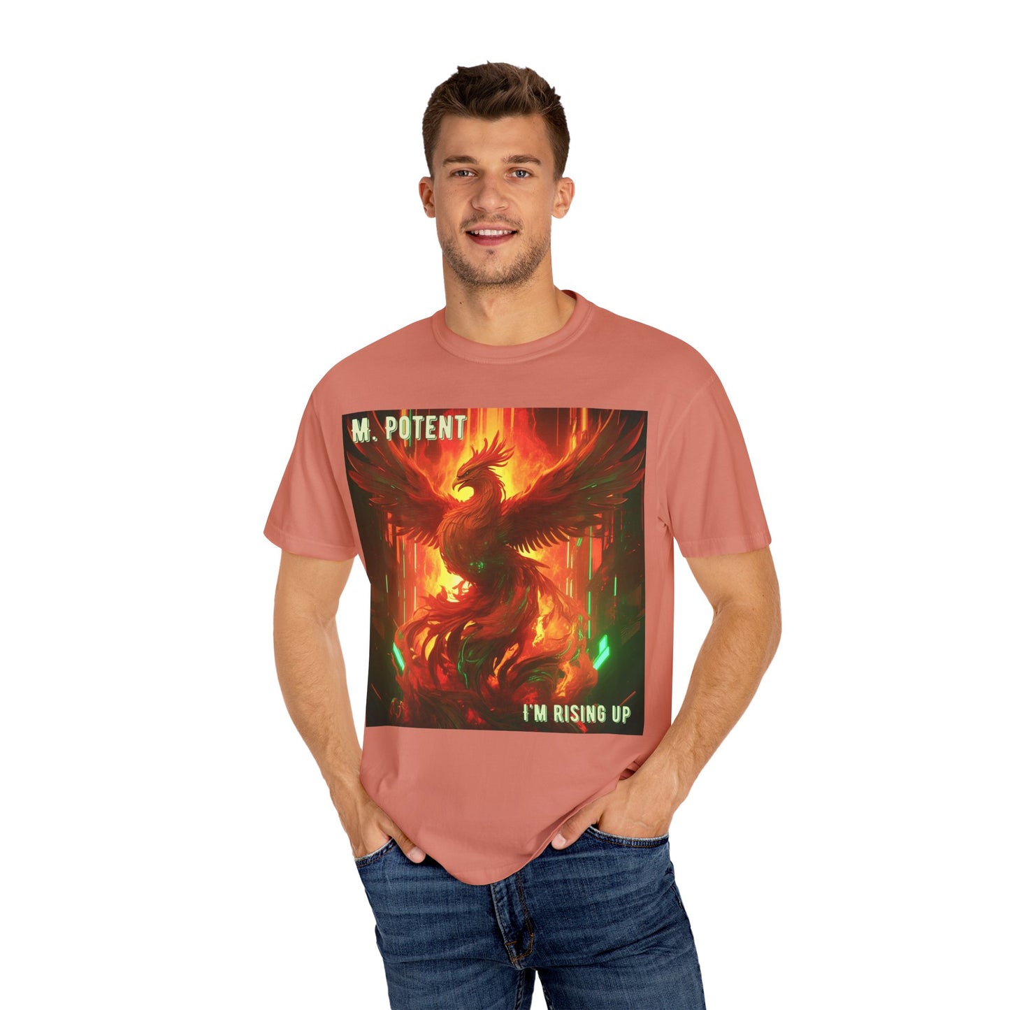 'I'm Rising Up' by M. Potent, Phoenix Rising Unisex T-shirt, Motivational Graphic Tee, Gift for Art Lovers, Inspirational Shirt, Trendy Fashion