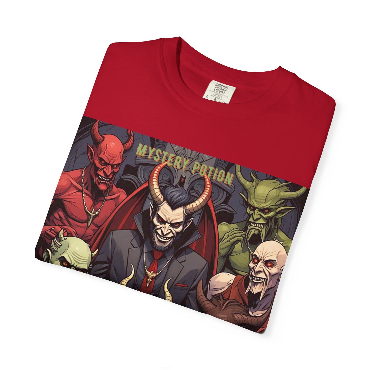'Lucifer's Legion' by Mystery Potion, Unisex T-Shirt, Devil-Inspired Tee, Halloween Shirt, Comic Book Merch, Gift for Fans