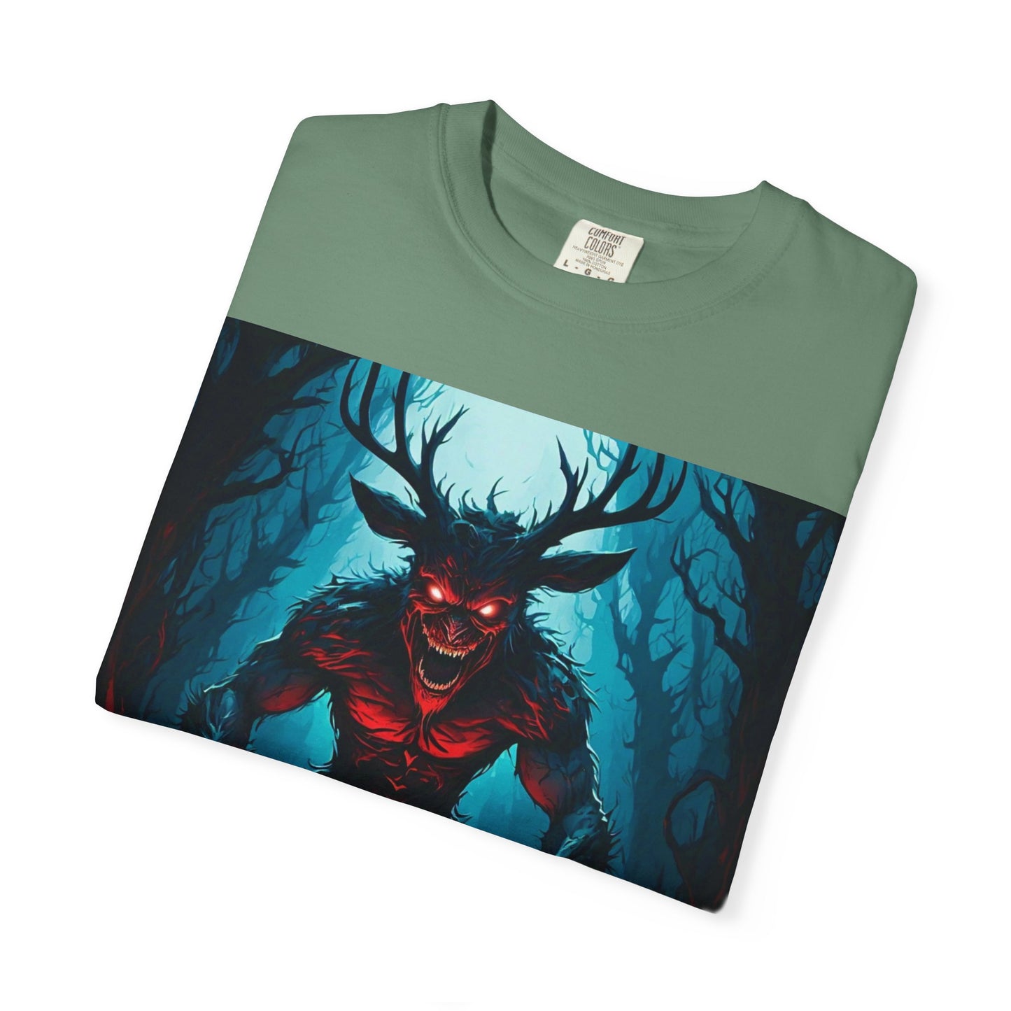 Mystical Wendigo T-Shirt, Unisex Garment-Dyed Tee, Potion Mystère Shirt, Halloween Apparel, Unique Graphic Tee