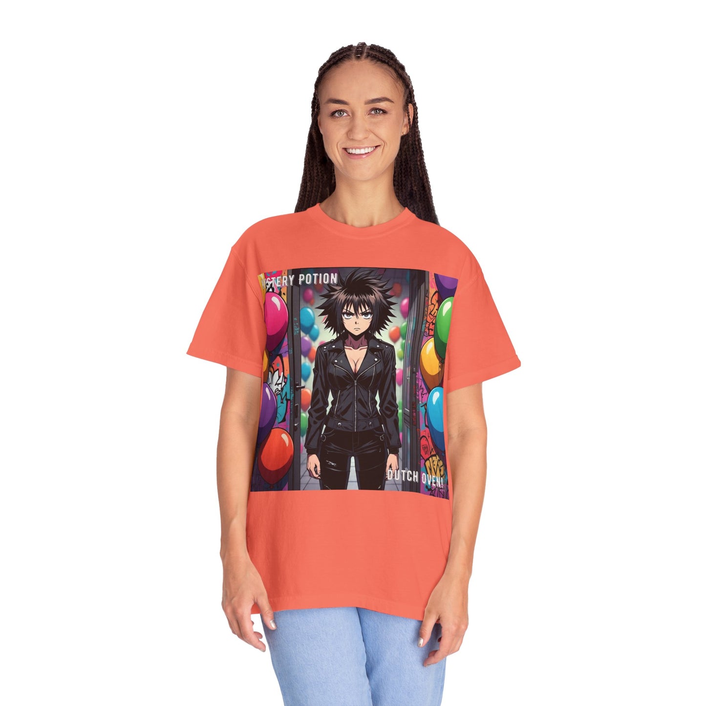 Mystery Potion's 'Dutch Oven', Whimsical Grabber Style Anime Graphic T-shirt featuring Bold Art, Anime Style Tee, Unisex Casual Wear, Gift for Friends, Trendy Statement Shirt