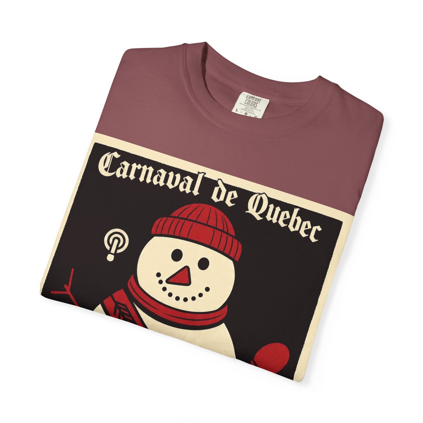Quebec Carnaval Vintage Snowman Biker Lore Rocker T-Shirt, Cozy Winter Apparel, Unisex Snowman Graphic Tee, Festive Celebration Shirt, Winter Holiday Gift
