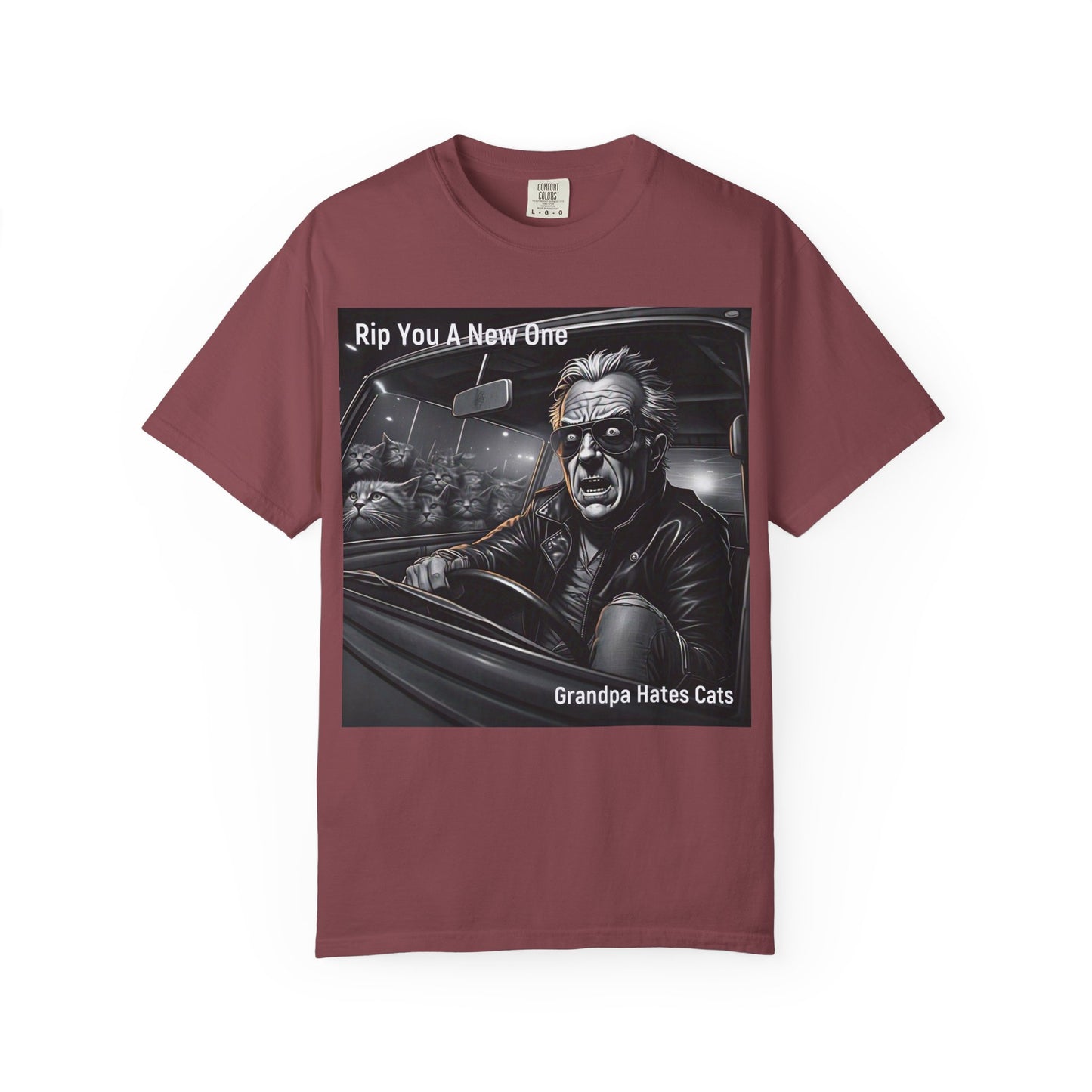 'Grandpa Hates Cats' by Rip You A New One, Humorous Cat Lover T-shirt, Vintage Graphic Tee Shirt, Funny Gift for Cat Owners, Unisex Casual Wear