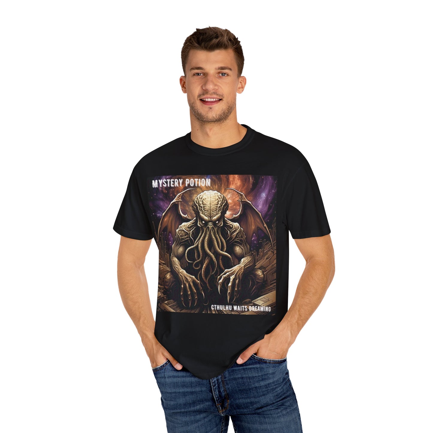 Mystery Potion Unisex T-Shirt, Cthulhu Inspired Tee, Gothic Apparel, Witchy Clothing, Halloween Outfit, Fantasy Fan Gift
