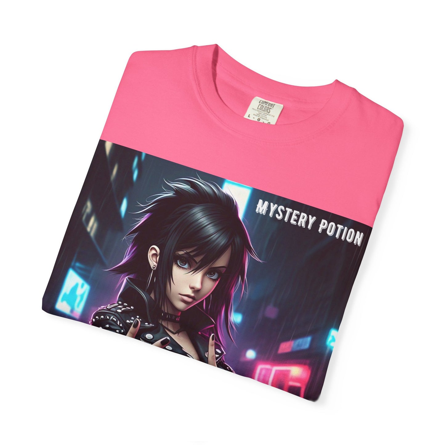 'Gibberish' by Mystery Potion, Cyberpunk Manga Graphic T-Shirt, Edgy Streetwear, Unisex Tee, Vintage Look, Gaming Style, Art Lover Gift