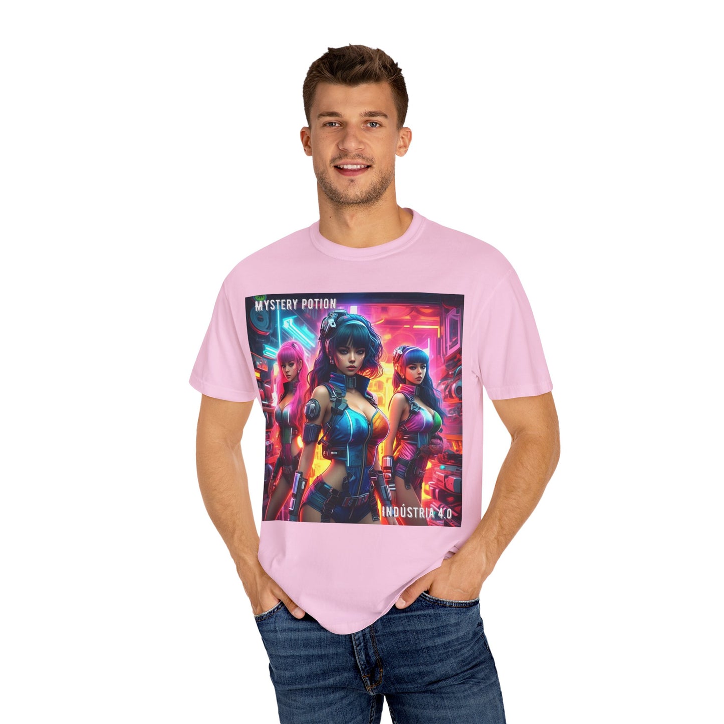 'Indústria 4.0' by Mystery Potion Unisex Garment-Dyed T-shirt, Cyberpunk T-shirt, Gamer Apparel, Unique Graphic Tee, Gift for Fans