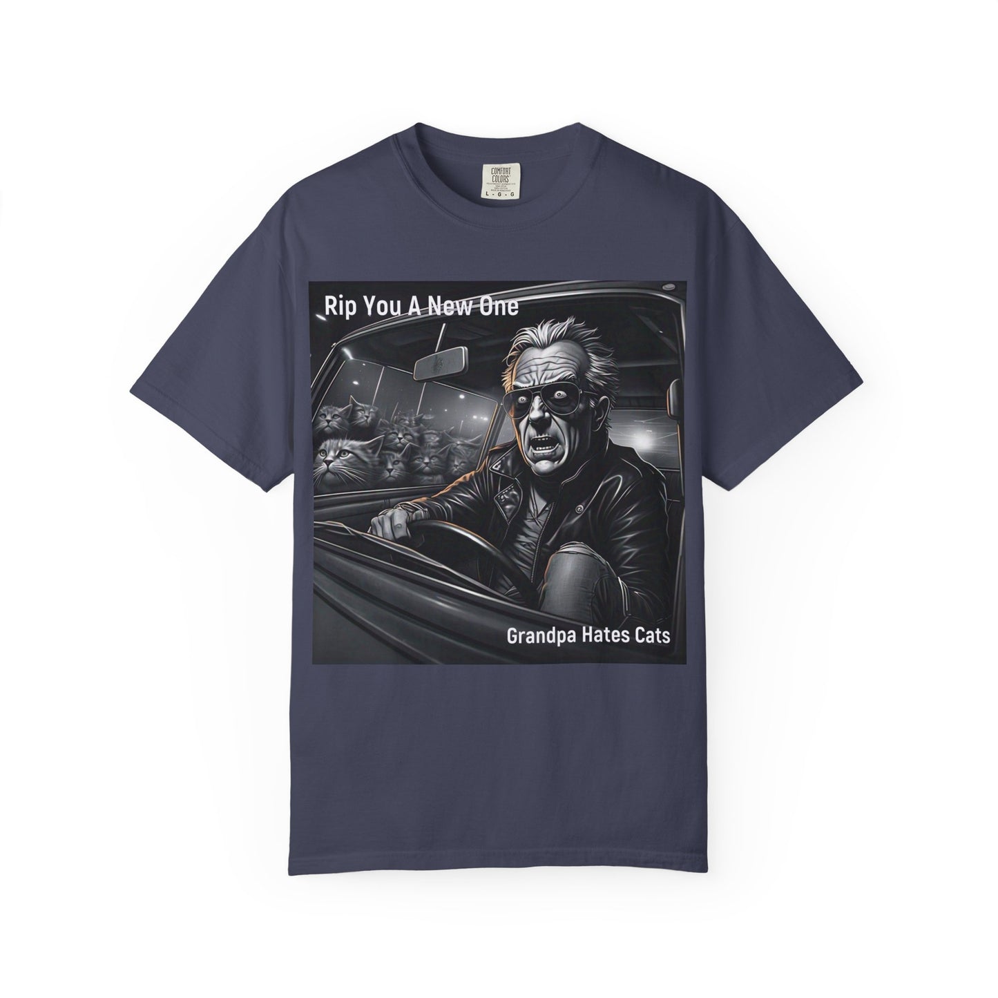 'Grandpa Hates Cats' by Rip You A New One, Humorous Cat Lover T-shirt, Vintage Graphic Tee Shirt, Funny Gift for Cat Owners, Unisex Casual Wear