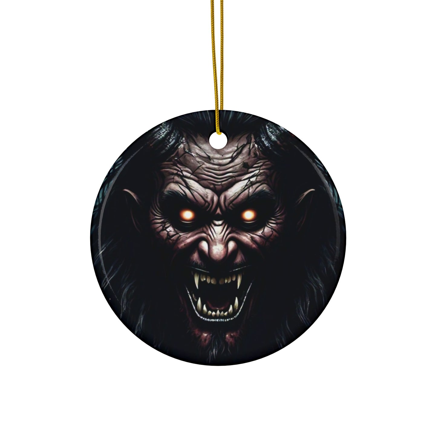 I Am Krampus Spooky Ceramic Ornaments, 2-Sided Print, Christmas Horror Decor, Unique Gifts, Festive Holiday Decorations, Haunting Ornaments
