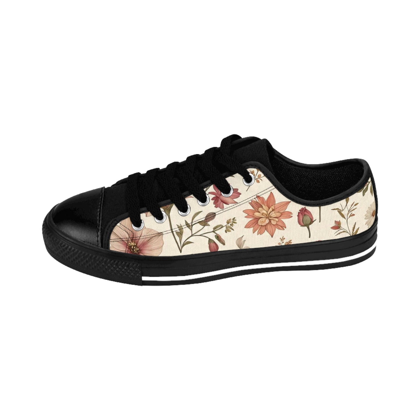 Floral Print Women's Sneakers by Mystery Potion, Trendy Casual Shoes, Gift for Her, Spring Fashion, Comfortable Footwear