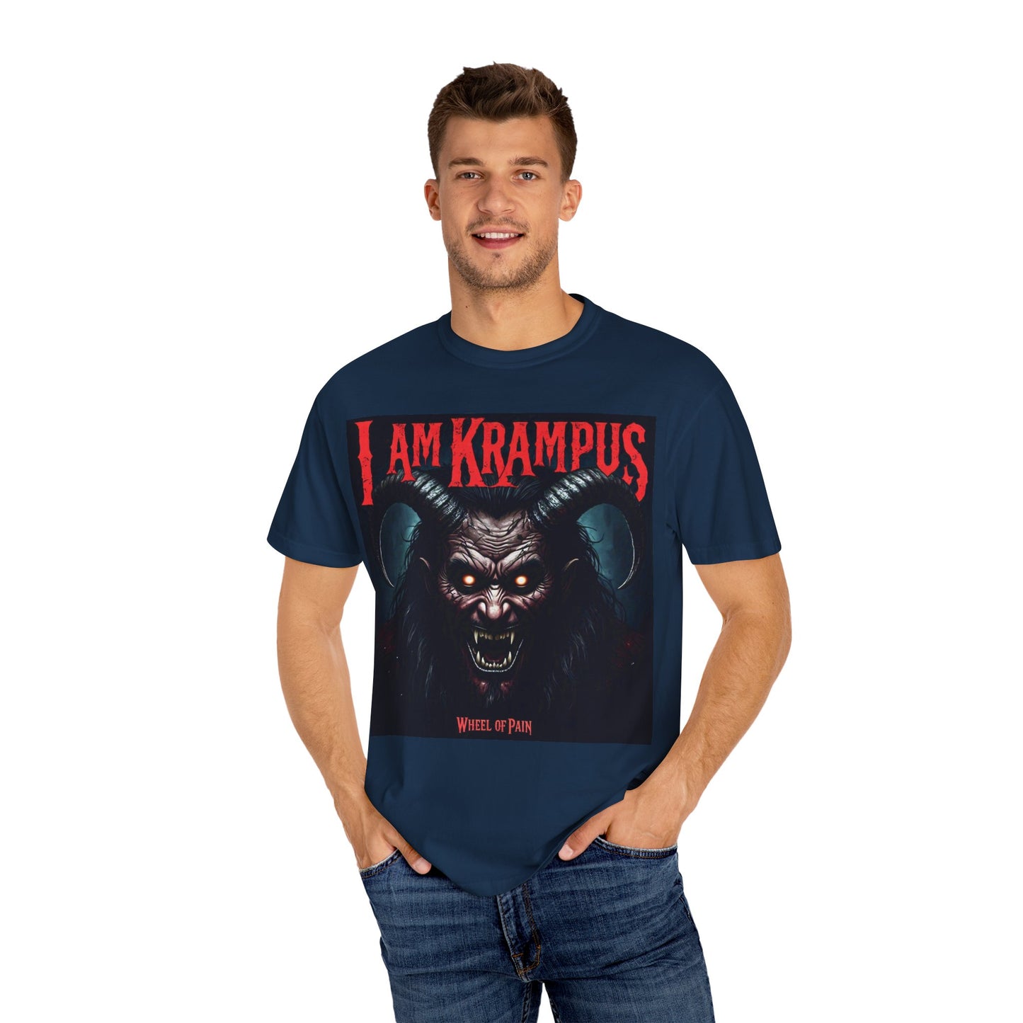 I Am Krampus Unisex Garment-Dyed T-Shirt | Spooky Graphic Tee for Christmas Horror Fans, Gifts, Party Wear, Festival Attire