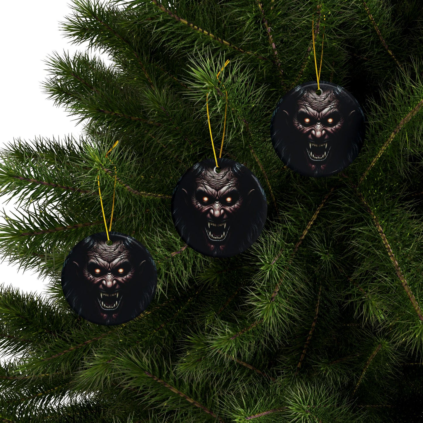 I Am Krampus Spooky Ceramic Ornaments, 2-Sided Print, Christmas Horror Decor, Unique Gifts, Festive Holiday Decorations, Haunting Ornaments